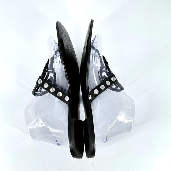 Tory Burch Size 10.5 Black Leather Studded Miller Thong Sandals Flip Flops - Picture 12 of 12